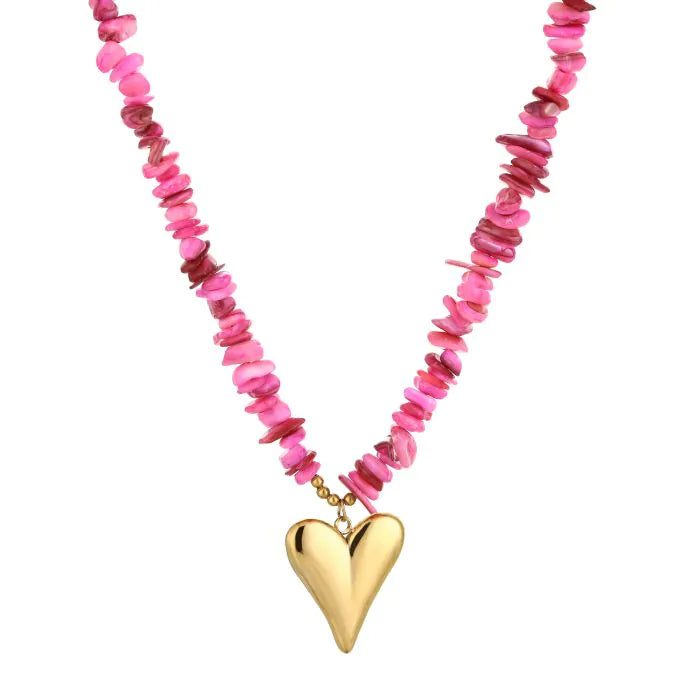 Heart Stone Necklace – Stainless Steel | Naomé Boutique