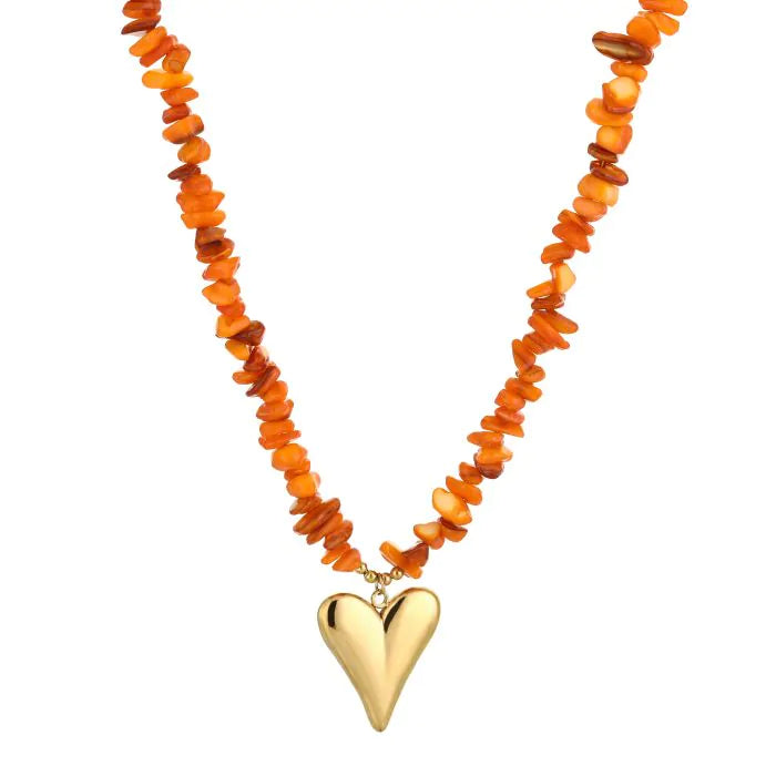 Heart Stone Necklace – Stainless Steel | Naomé Boutique