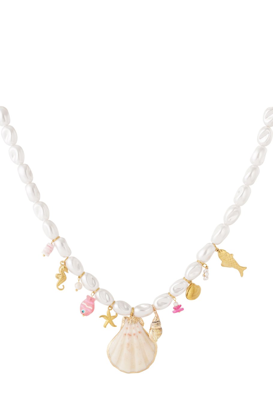 Ketting met schelp, zeester, visje en parels – Naomé Boutique