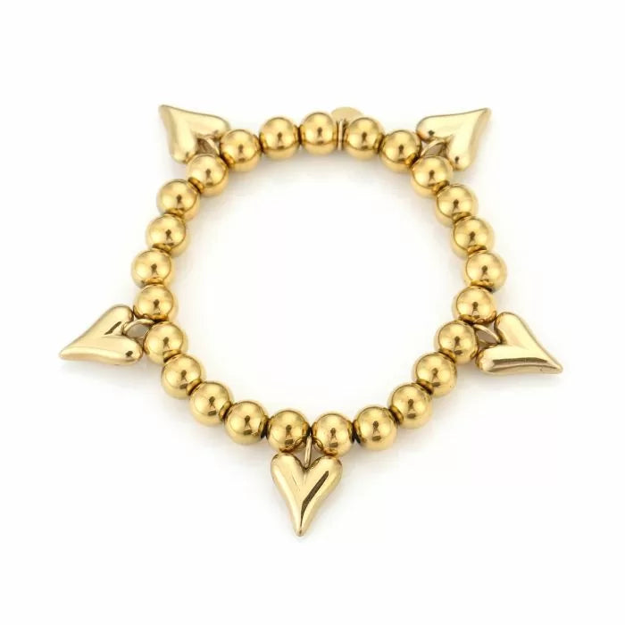 Luxe gouden kralenarmband met hartdesign – Naomé Boutique