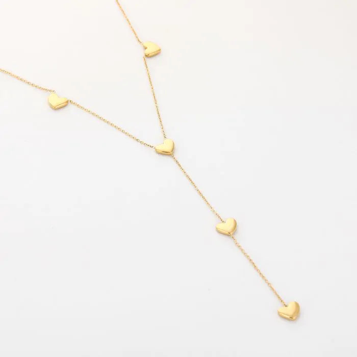 Minimalistische gouden Y-ketting met hartdesign – Naomé Boutique