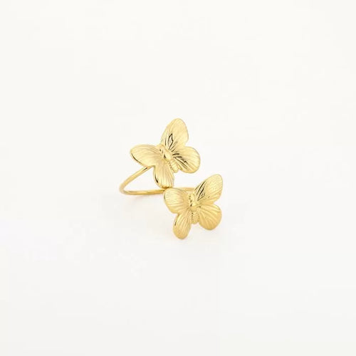 Butterfly Double Ring in goud met dubbele vlinder – Naomé Boutique