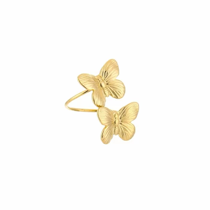 Butterfly Double Ring – verstelbare stainless steel ring met vlinderdesign