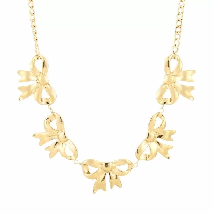 Close-up Golden Bow Ketting met strikjes design – Naome Boutique sieraden