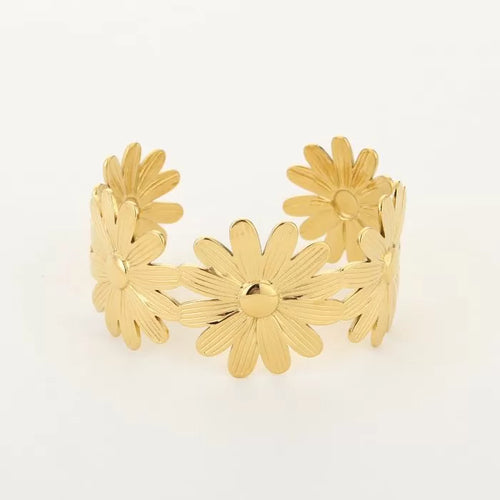 Cuff Bracelet – gouden armband met bloemen