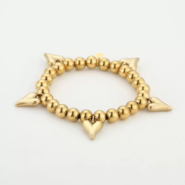 Elastische kralenarmband met gouden hartjes – Naomé Boutique