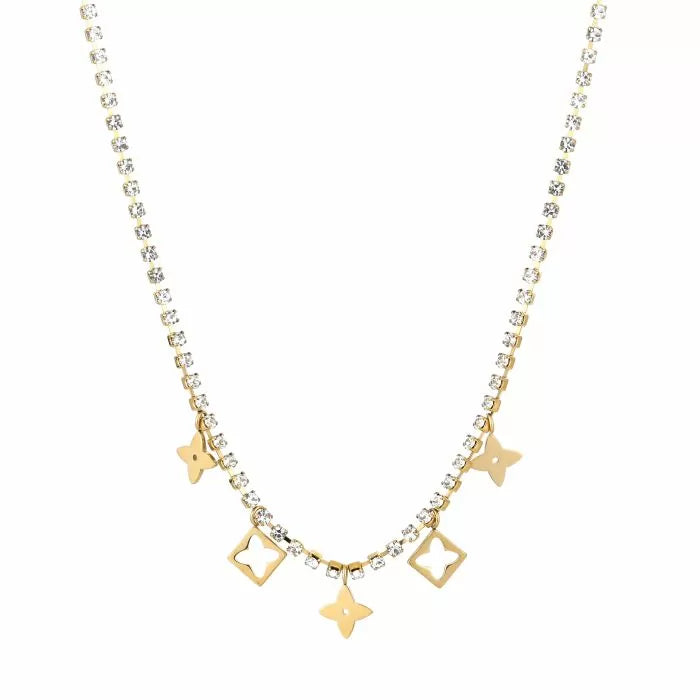 Glamour halsketting met gouden sterren en ruitvormige hangers – Naomé Boutique