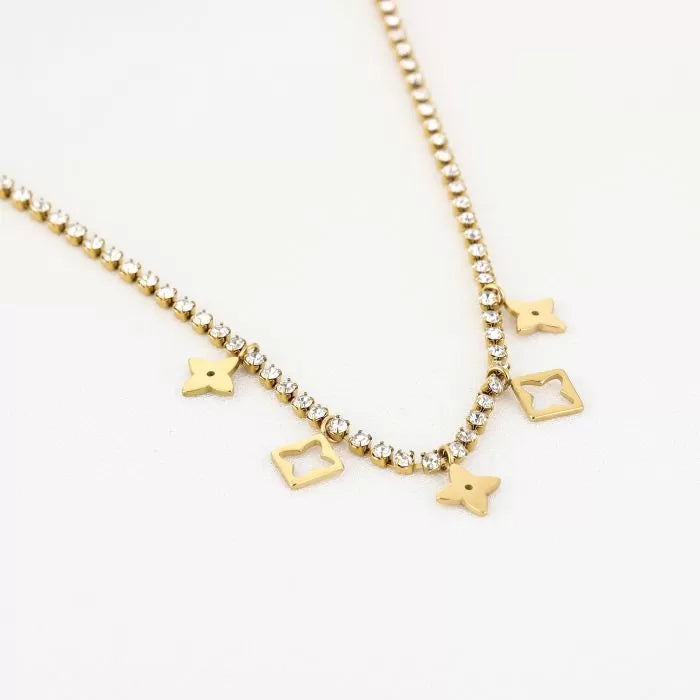 Glanzende statement ketting met strass en geometrische details – Naomé Boutique