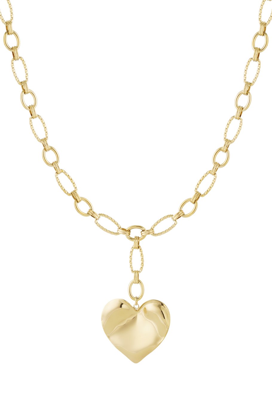 Golden Heart Statement Necklace – korte gouden ketting met hart hanger