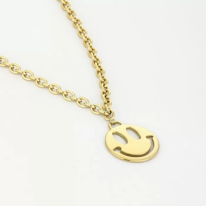 Gouden stainless steel ketting met smiley bedel – Naomé Boutique