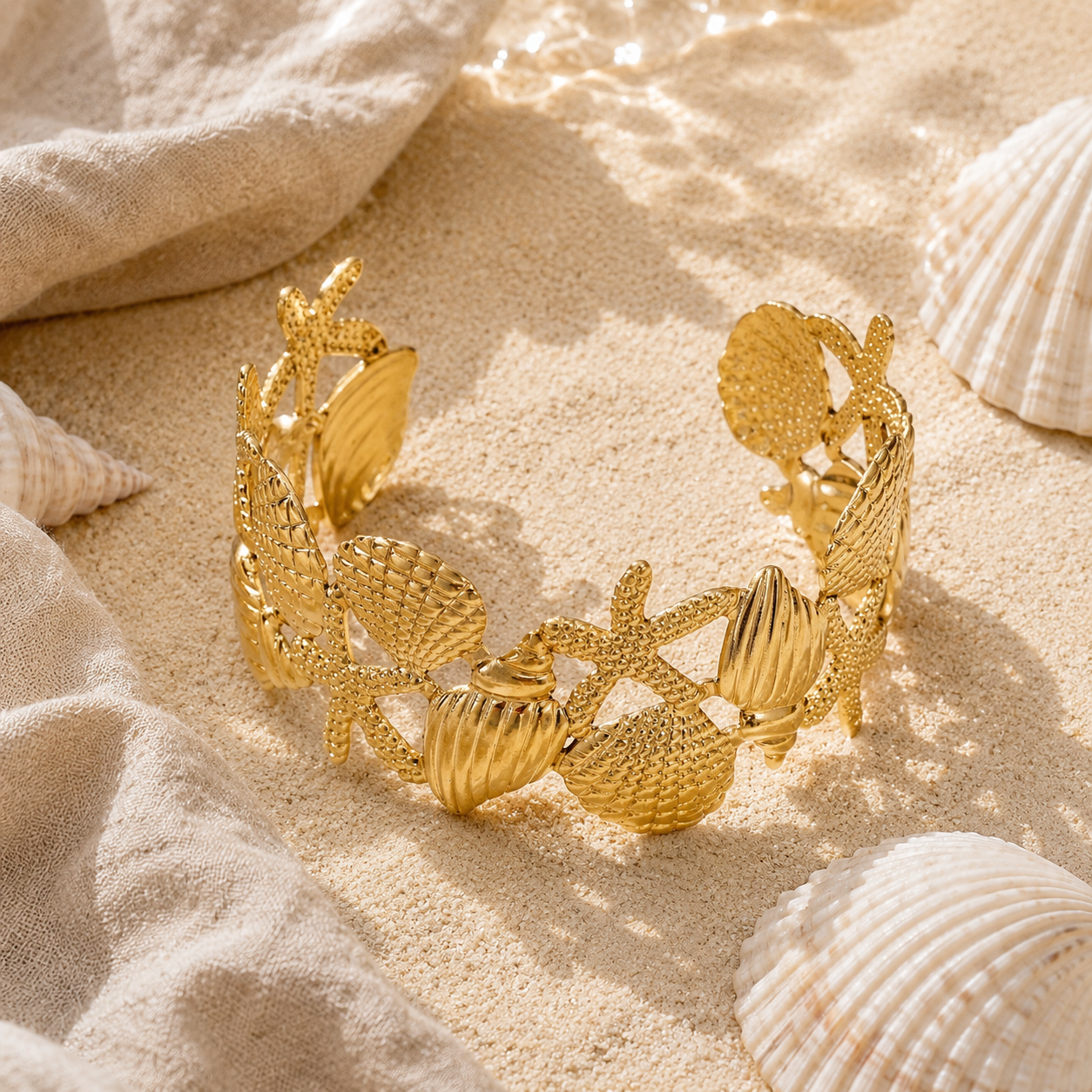 Goudkleurige Sea Treasure Bangle armband van stainless steel