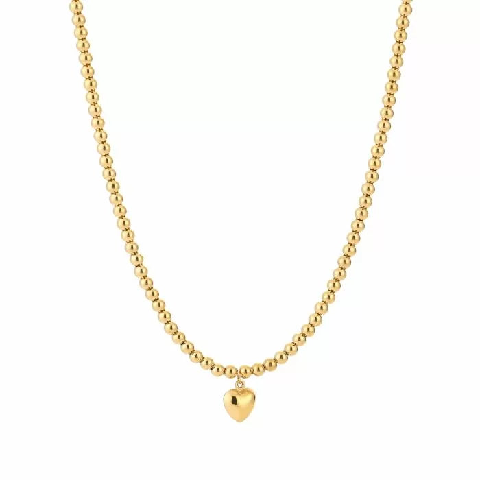 Mini Heart Beads Necklace – gouden kralenketting met hart hanger