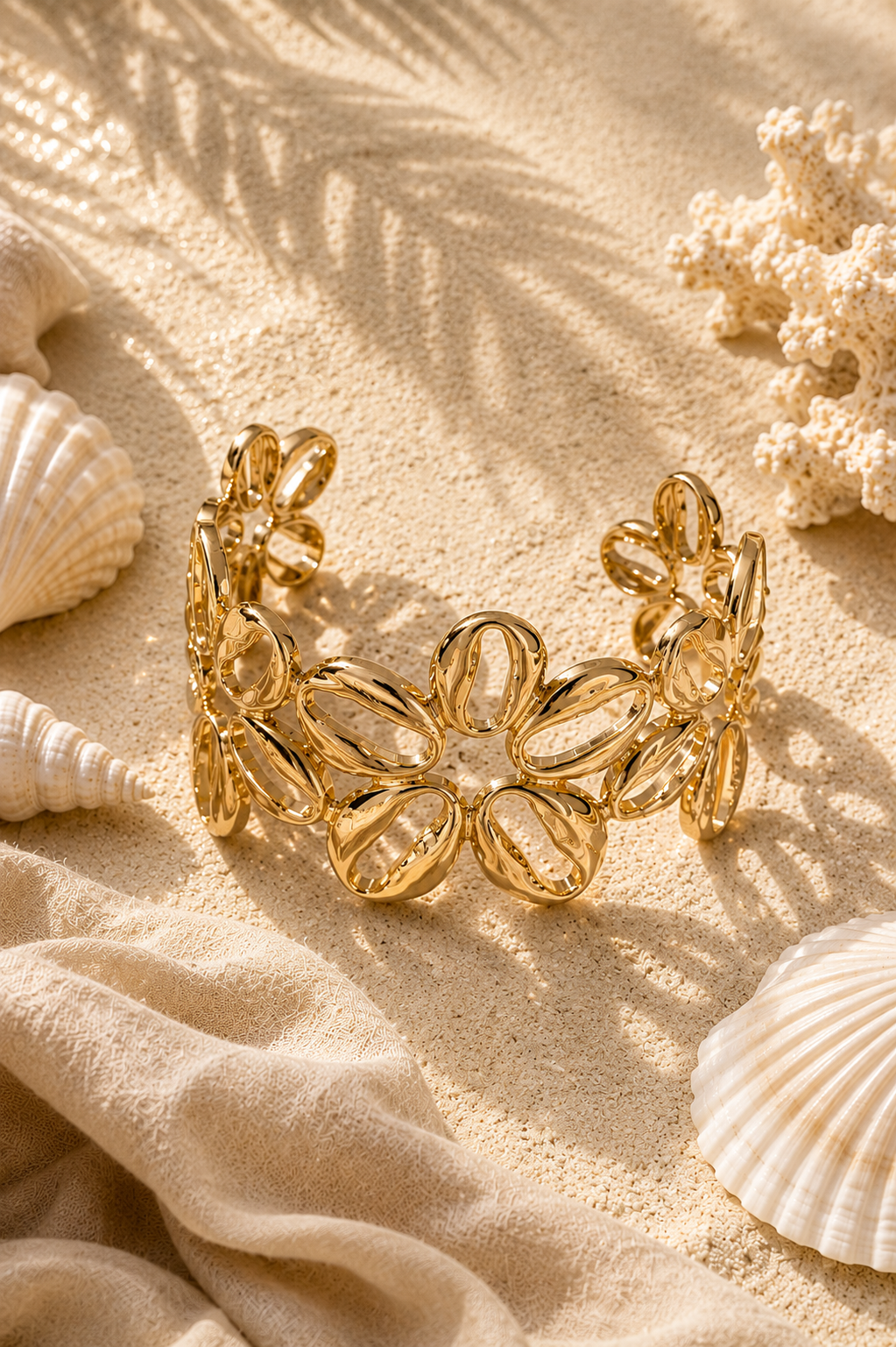  Goudkleurige Ocean Bloom Bangle armband van stainless steel
