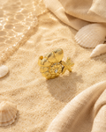 Ocean Glow Ring Gold met goudkleurige schelp en zeesterdetail