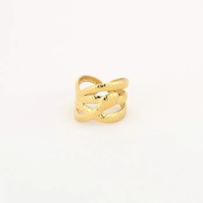 Snake Texture Ring in goud met slangenmotief – Naomé Boutique