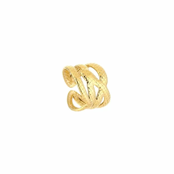 Snake Texture Ring – verstelbare stainless steel ring met textuurdesign