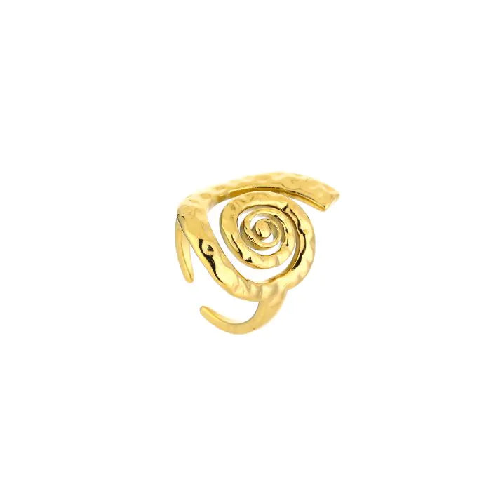 Spiral Statement Ring – verstelbare stainless steel ring met artistiek spiraaldesign