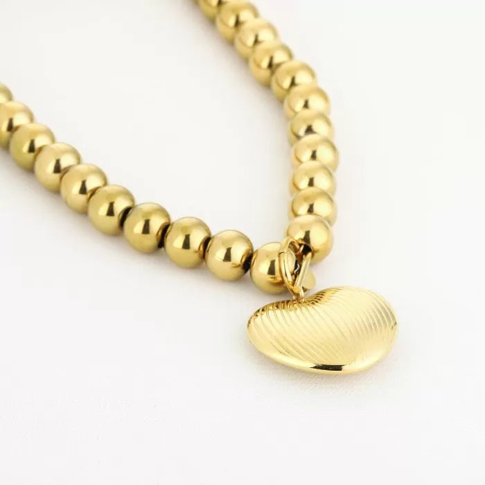 Statement necklace met hart en kralen – Naomé Boutique