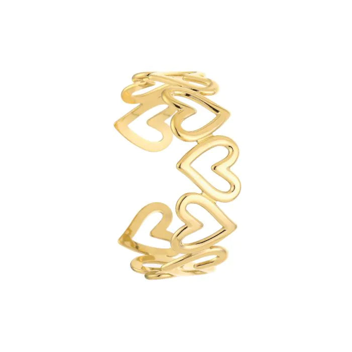 Trendy gouden cuff armband met hartjes – Naomé Boutique