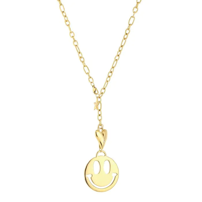 Vrolijke gouden charm necklace met smiley – Naomé Boutique